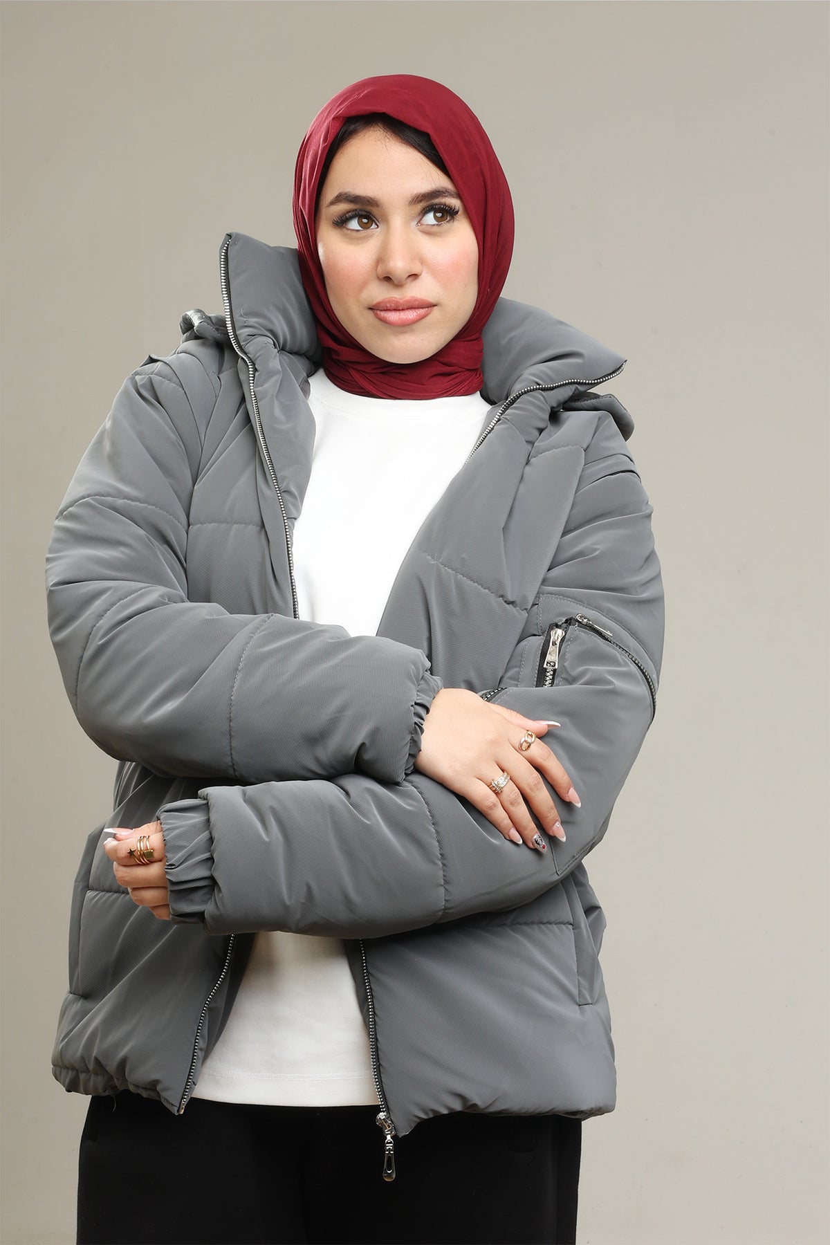 Gray Puffer vest/jacket (waterproof)