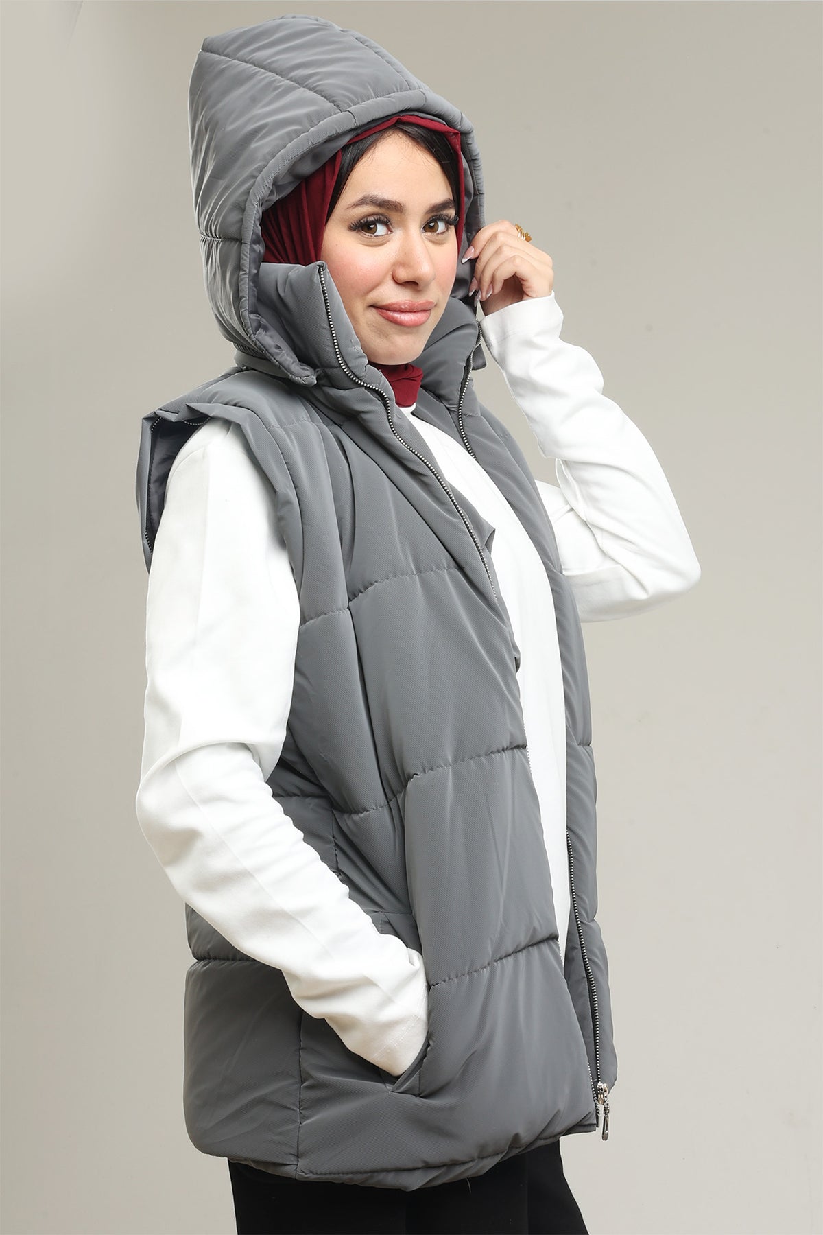 Gray Puffer vest/jacket (waterproof)