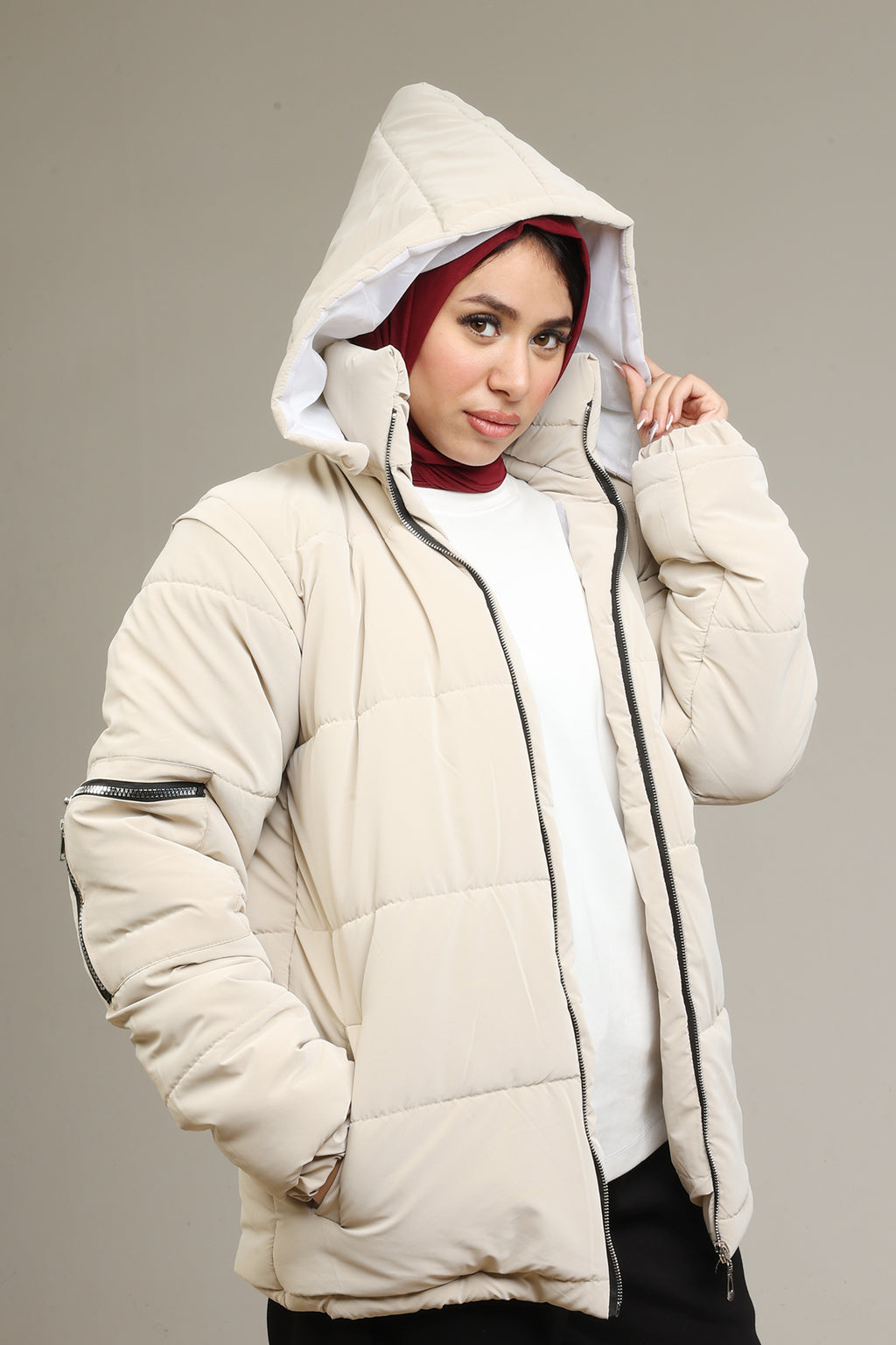 Beige Puffer vest/jacket (waterproof)